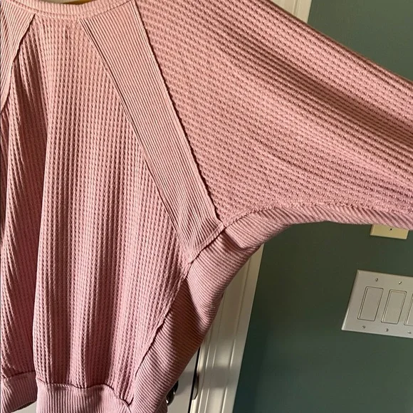 We The Free Dusty Pink Waffle Knit Top - Picture 7 of 7